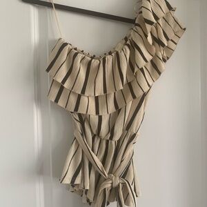ANTHRO Maeve one shoulder striped blouse
